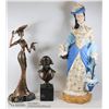 Image 1 : LOT OF THREE FIGURINE SCULPTURES - NAPOLEON BUST AUTION PRODUCTIONS, BRONZE COLORED LADY AND VICTORI