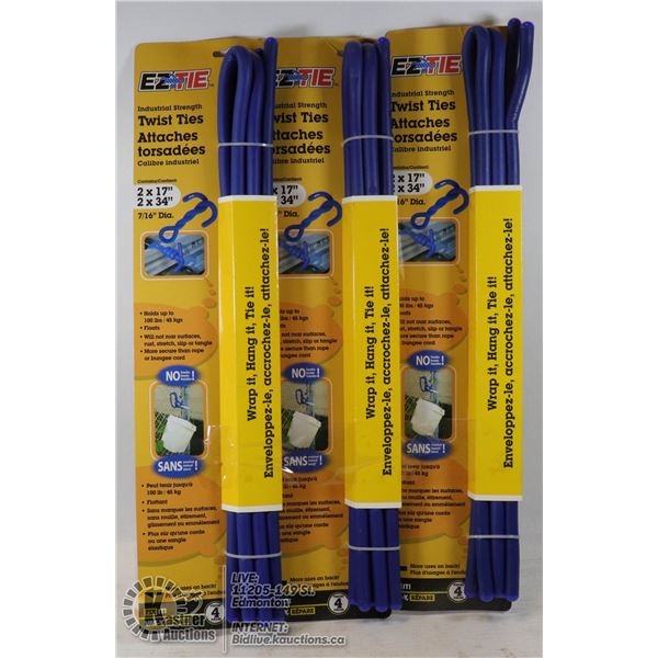 LOT OF THREE 4 PCS EZTIE 2 X 17", 2 X 32", 7/16" DIAMETER