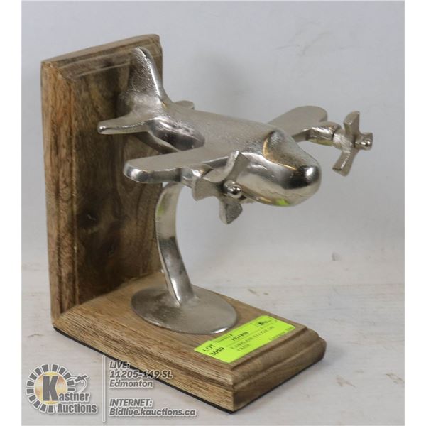 VINTAGE AIRPLANE STATUE ON WOODEN BASE