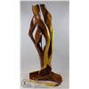 Image 1 : TALL WOOD STATUE VARIOUS COLORS OF WOOD, STANDS 21 INCHES TALL