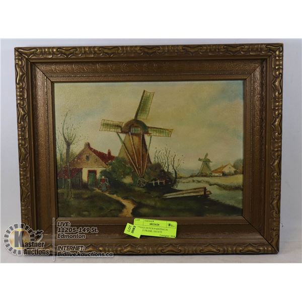 ANTIQUE DUTCH PAINTING IN ORNATE FRAME. ESTATE