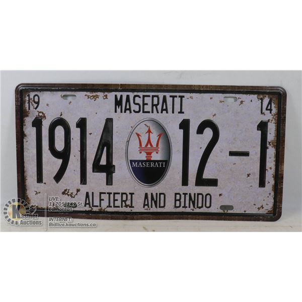 NOVELTY MASERATI LICENSE PLATE