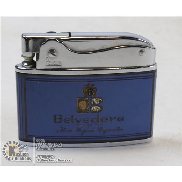 VINTAGE BELVEDERE CIGARETTE PENGUIN BUTANE LIGHTER