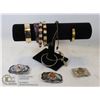 Image 1 : FLAT OF BRACELETS, BELT BUCKLES AND DISPLAY.
