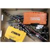 Image 1 : FLAT WITH COLLECTION OF VARIOUS TYPES OF DRILL BITS INCLUDING NEW PACKS AND SPECIALTY BITS