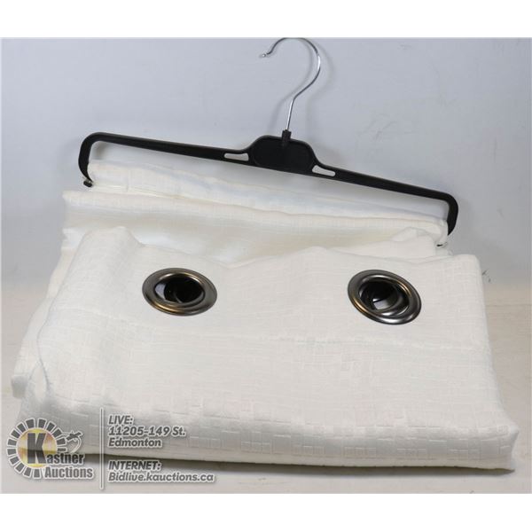 NEW SET OF 2 WHITE CURTAIN PANELS (HEAVY DUTY) - 8.5"L X 52"W EACH PANEL