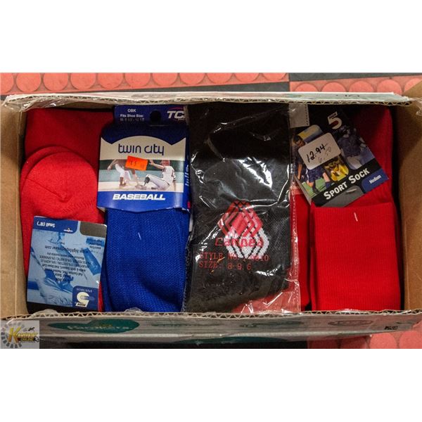 BOX FULL OF SPORTS SOCKS