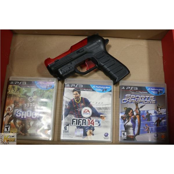 PLAYSTATION 3 LIGHT GUN MOVE + 3 MOVE MOTION GAMES
