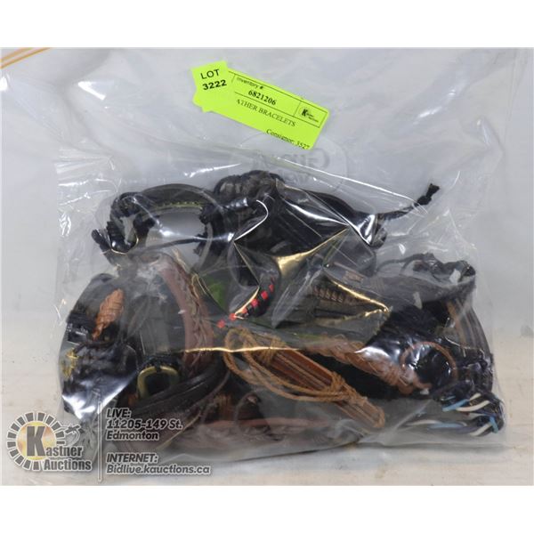 BAG OF LEATHER BRACELETS 32 BRACELETS IN TOTAL