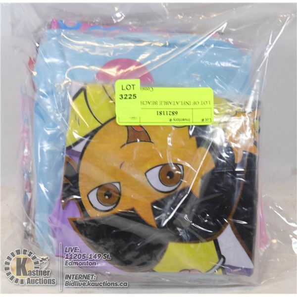 LOT OF INFLATABLE BEACH TOYS VARIOUS COLORS AND STYLES