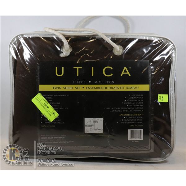 UTICA TWIN FLEEECE SET NEW DEEP POCKET SET CHOCOLATE BROWN