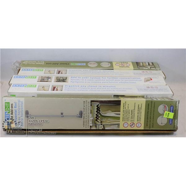 5 OF EXTEND IT CLOSET ADD-ONS 5 BOXES RETAIL: 13$ EACH *5 = 65CAD