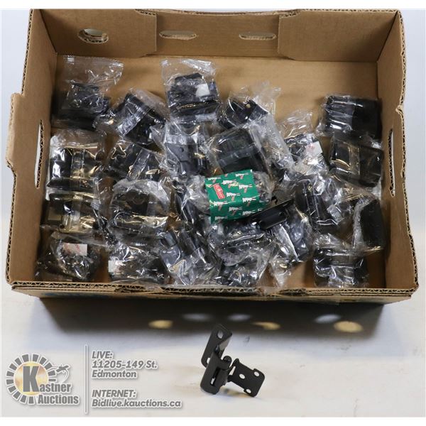 FLAT OF HOMER HARDWARE HINGES 1/2" OVERLAY PARTIAL SEMI WRAP HINGES, BLACK