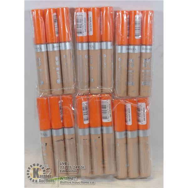 LOT OF 18 RIMMEL COSMETICS WAKE ME UP CONCEALER ANTI FATIGUE SKIN BRIGHTENING CONCEALER WITH VITAMIN