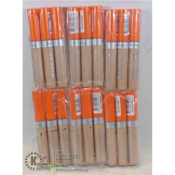 LOT OF 18 RIMMEL COSMETICS WAKE ME UP CONCEALER ANTI FATIGUE SKIN BRIGHTENING CONCEALER WITH VITAMIN