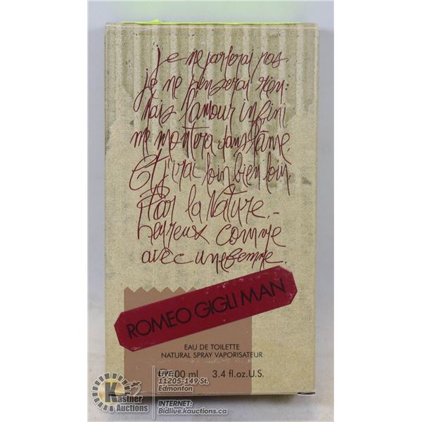 AUTHENTIC APPROX 95% FULL ROMEO GIGLI, EAU DE TOILETTE, 100 ML MENS SPRAY