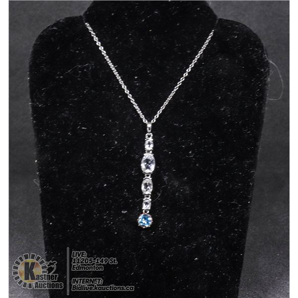 #113-TOPAZ PENDANT & NECKLACE 18" JEWELRY/ .925 STERLING SILVER