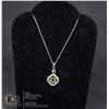 Image 1 : #133-GREEN PERIDOT PENDANT & NECKLACE 18" JEWELRY/  .925 STERLING SILVER
