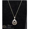 Image 1 : #142-DIAMOND ACCENT PENDANT & NECKLACE 18" JEWELRY/  .925 STERLING SILVER/ GOLD PLATED
