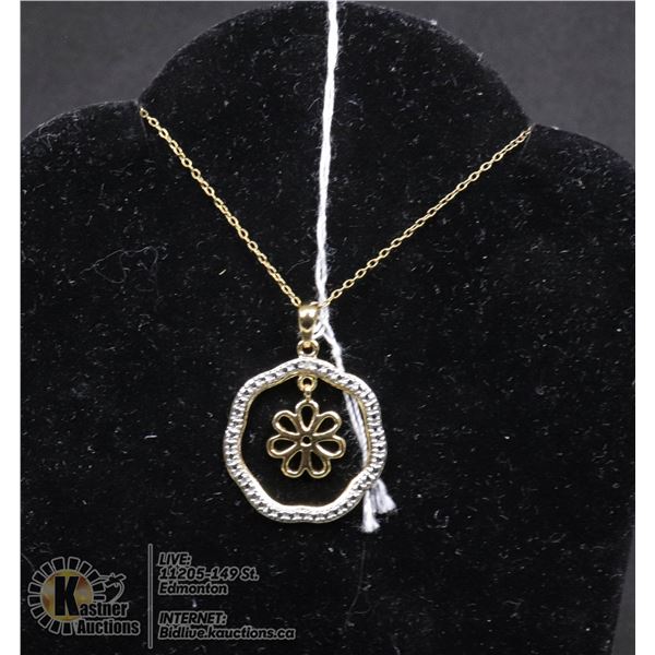 #146-DIAMOND ACCENT PENDANT & NECKLACE 18" JEWELRY/  .925 STERLING SILVER/ GOLD PLATED