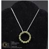 Image 1 : #109-GREEN PERIDOT PENDANT & NECKLACE 18" JEWELRY/ .925 STERLING SILVER/ GOLD PLATED