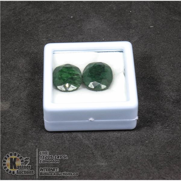 #239-GREEN EMERALD GEMSTONES 25.80ct JEWELRY/ COLOUR ENHANCED/ OVAL