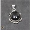 Image 1 : #79-NATURAL BLACK OBSIDIAN PENDANT JEWELRY/ SILVER PLATED/ HEALING MINERAL