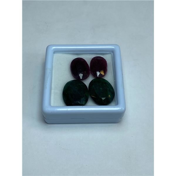 #94-RUBY & EMERALD GEMSTONES 42.45ct JEWELRY/ COLOUR ENHANCED