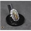 Image 1 : #1-NATURAL FIRE LABRADORITE RING SIZE 8 JEWELRY/ SILVER PLATED/ HEALING MINERAL