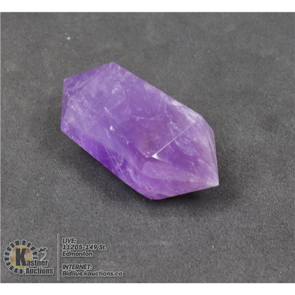 #267-NATURAL AMETHYST 2 POINT 26 x 52.3mm JEWELRY/ HEALING MINERAL/ 38.44g