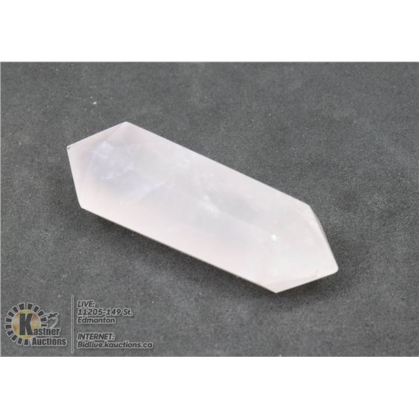 #263-NATURAL PINK ROSE QUARTZ 2 POINT 21.7 x 64mm JEWELRY/ HEALING MINERAL/ 38.47g