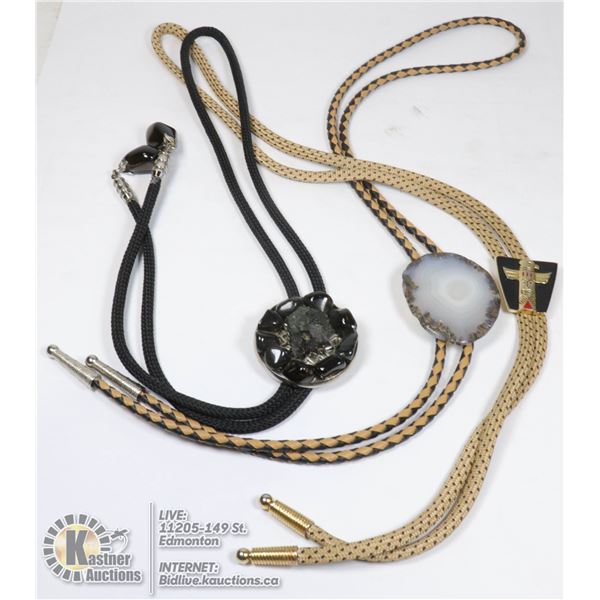 VINTAGE (3) 1970'S BOLO BOW TIES