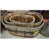 Image 1 : SET OF 3 RUSTIC BARREL PLANTERS SET