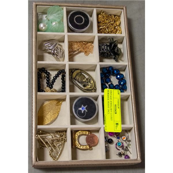 VINTAGE JEWELERY LUCKY HORSE SHOE PENNY INCL