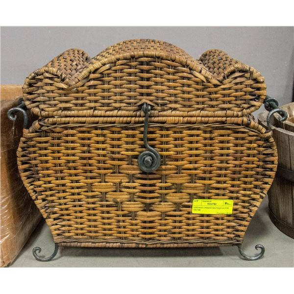 VINTAGE RATTAN LATCH TRUNK