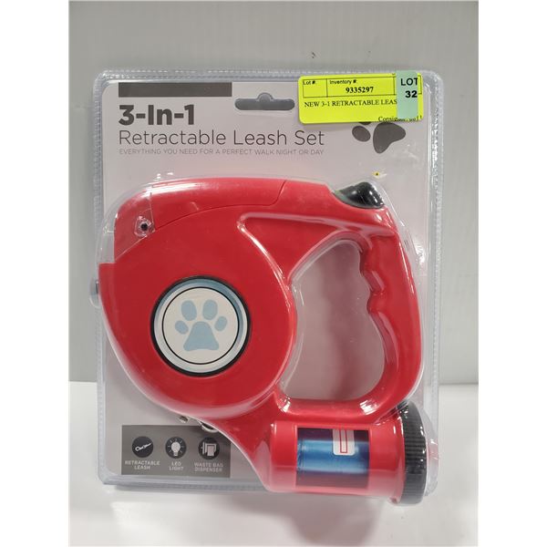 NEW 3-1 RETRACTABLE LEASH SET