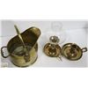 Image 2 : ANTIQUE BRASS SCUTTLE & 2 CANDLE LANTERNS
