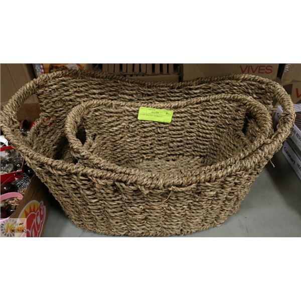 2 OVAL RATTAN BASKETS