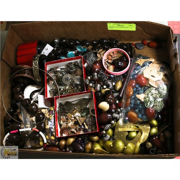 FLAT OF JEWELLERY AND BEADS