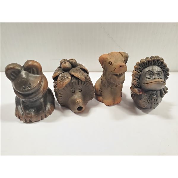 SET OF 4 VINTAGE CLAY WHISTLES