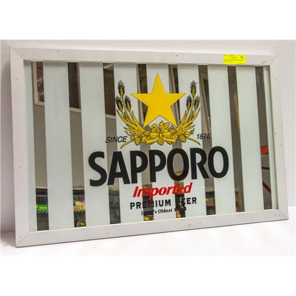SAPPORO PREMIUM BEER MIRROR SIGN 28" X 18"