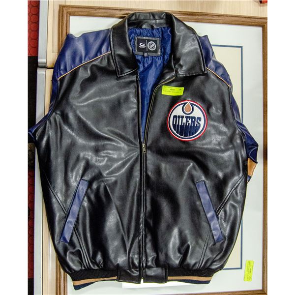 NEW OILERS JACKET. MENS LARGE