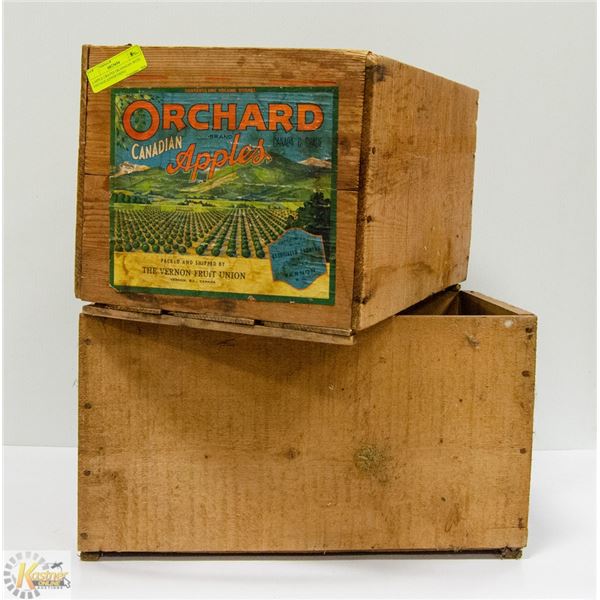 2 APPLE CRATES OKANAGAN WITH VINTAGE ADVERTISING
