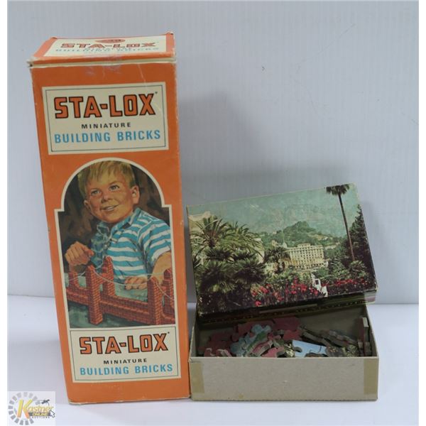 VINTAGE STA-LOX TOY AND PUZZLE.