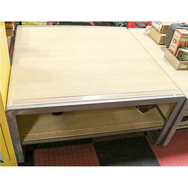 METAL AND WOOD TONE DISPLAY TABLE