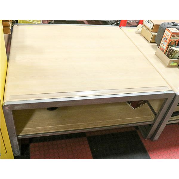 METAL AND WOOD TONE DISPLAY TABLE