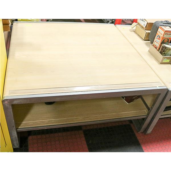 METAL AND WOOD TONE DISPLAY TABLE