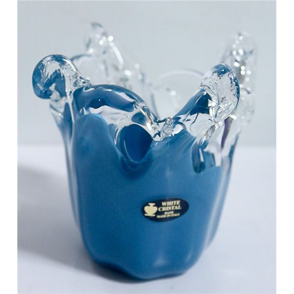 NEW WHITE CRISTAL PIECE: HAND MADE ITALY (SKY BLU)