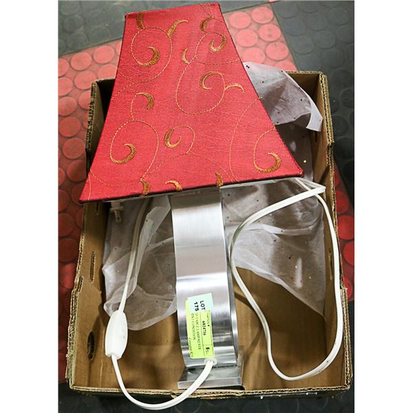 DEEP RED TABLE LAMP/SILVER BASE