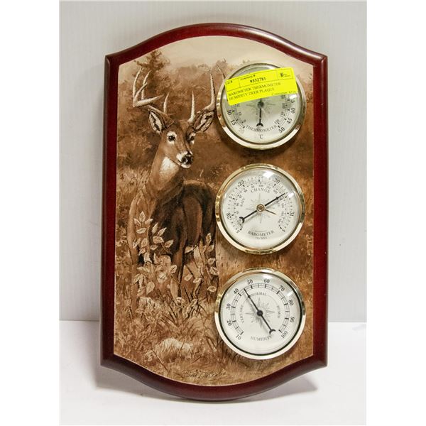 BAROMETER THERMOMETER HUMIDITY DEER PLAQUE